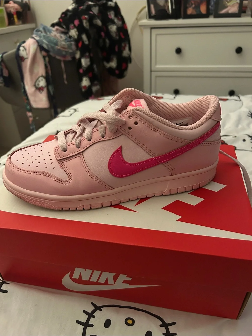 Nike Dunk Low Pink with Bright Pink Swoosh